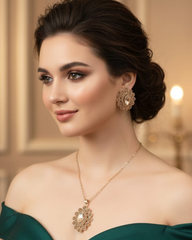 Luxury πππ€ Rose Gold Plated Champagne Zircon Pendant Set