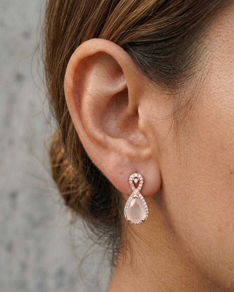 Dazzlingrock 7x5mm Pear Gemstone & Diamond Teardrop Drop Earrings in 𝟏𝟎𝐤 Rose Gold
