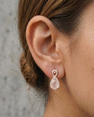 Dazzlingrock 7x5mm Pear Gemstone & Diamond Teardrop Drop Earrings in 𝟏𝟎𝐤 Rose Gold
