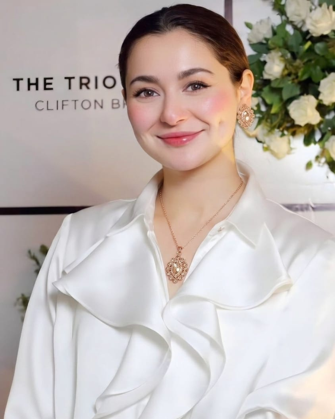 Luxury 𝟏𝟖𝐤 Rose Gold Plated Champagne Zircon Pendant Set