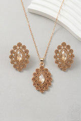 Luxury 𝟏𝟖𝐤 Rose Gold Plated Champagne Zircon Pendant Set